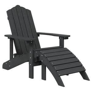 vidaXL Patio Adirondack Chairs 2 pcs with Footstools HDPE Anthracite-1