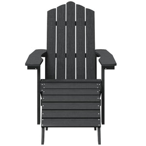 vidaXL Patio Adirondack Chairs 2 pcs with Footstools HDPE Anthracite-3