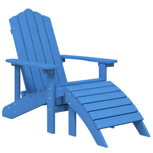 vidaXL Patio Adirondack Chairs 2 pcs with Footstools HDPE Aqua Blue-1