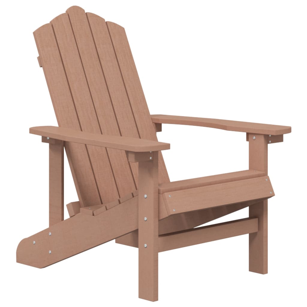 vidaXL Patio Adirondack Chair with Table HDPE Brown-1