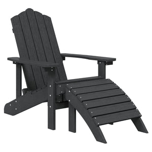vidaXL Patio Adirondack Chair with Footstool & Table HDPE Anthracite-1