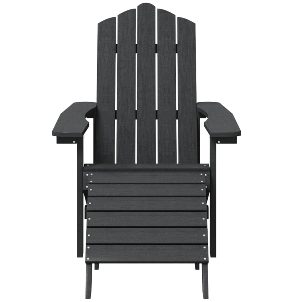 vidaXL Patio Adirondack Chair with Footstool & Table HDPE Anthracite-3