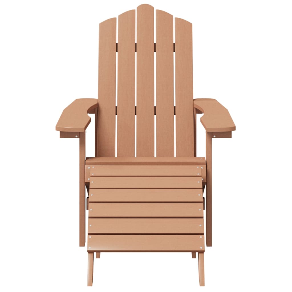 vidaXL Patio Adirondack Chairs with Footstool & Table HDPE Brown-3