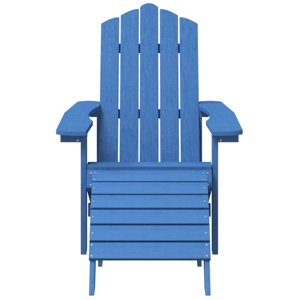 vidaXL Patio Adirondack Chairs with Footstool & Table HDPE Aqua Blue-3