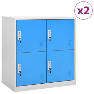 vidaXL Locker Cabinets 2 pcs Light Gray and Blue 35.4"x17.7"x36.4" Steel-0