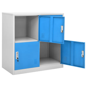 vidaXL Locker Cabinets 2 pcs Light Gray and Blue 35.4"x17.7"x36.4" Steel-5