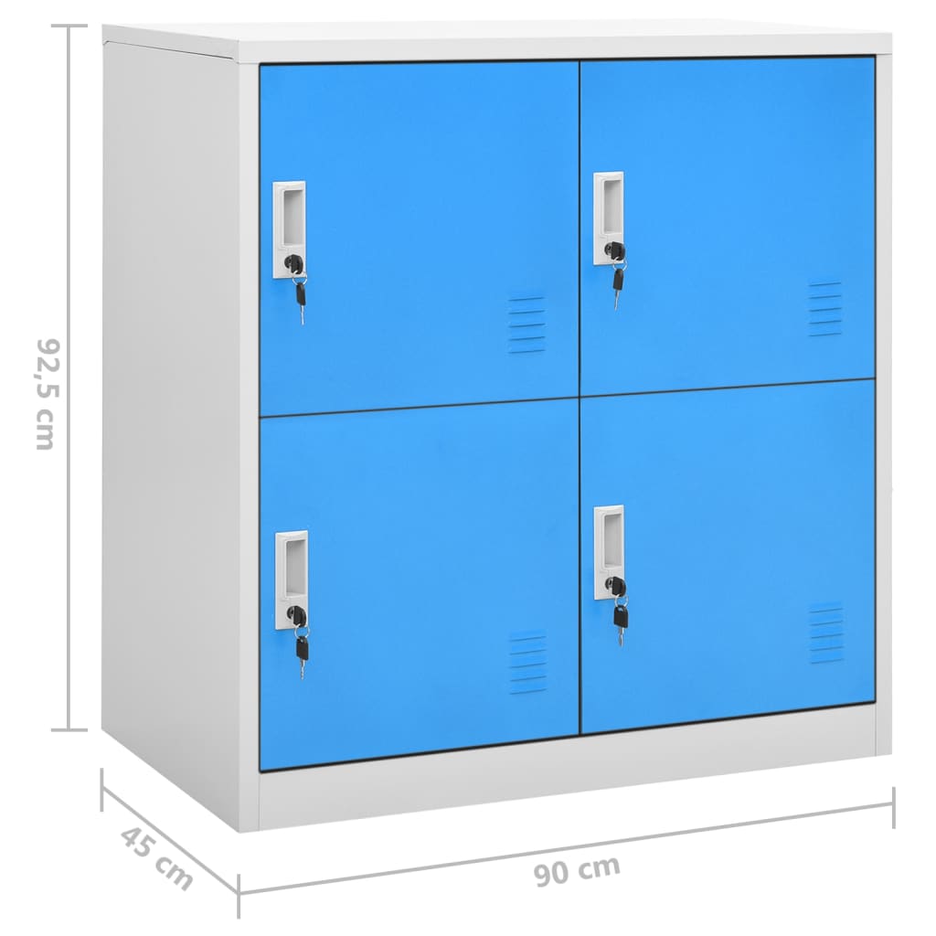 vidaXL Locker Cabinets 2 pcs Light Gray and Blue 35.4"x17.7"x36.4" Steel-7