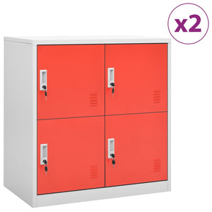 vidaXL Locker Cabinets 2 pcs Light Gray and Red 35.4"x17.7"x36.4" Steel-0