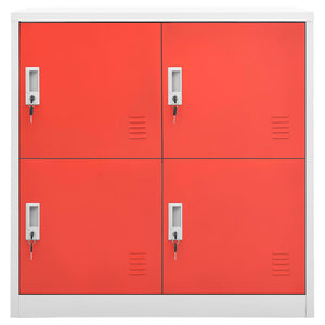 vidaXL Locker Cabinets 2 pcs Light Gray and Red 35.4"x17.7"x36.4" Steel-2