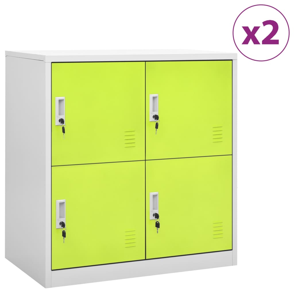 vidaXL Locker Cabinets 2 pcs Light Gray and Green 35.4"x17.7"x36.4" Steel-0