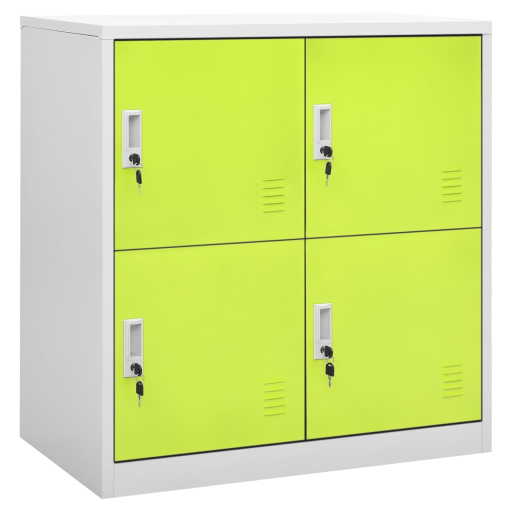 vidaXL Locker Cabinets 2 pcs Light Gray and Green 35.4"x17.7"x36.4" Steel-1