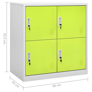 vidaXL Locker Cabinets 2 pcs Light Gray and Green 35.4"x17.7"x36.4" Steel-7