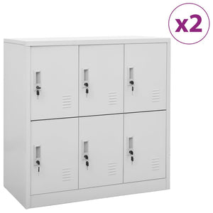 vidaXL Locker Cabinets 2 pcs Light Gray 35.4"x17.7"x36.4" Steel-0