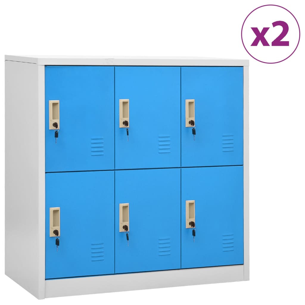 vidaXL Locker Cabinets 2 pcs Light Gray and Blue 35.4"x17.7"x36.4" Steel-0