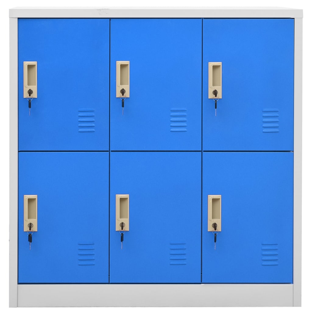 vidaXL Locker Cabinets 2 pcs Light Gray and Blue 35.4"x17.7"x36.4" Steel-3