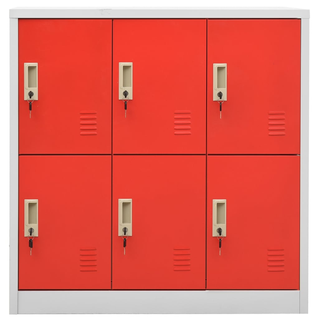 vidaXL Locker Cabinets 2 pcs Light Gray and Red 35.4"x17.7"x36.4" Steel-3