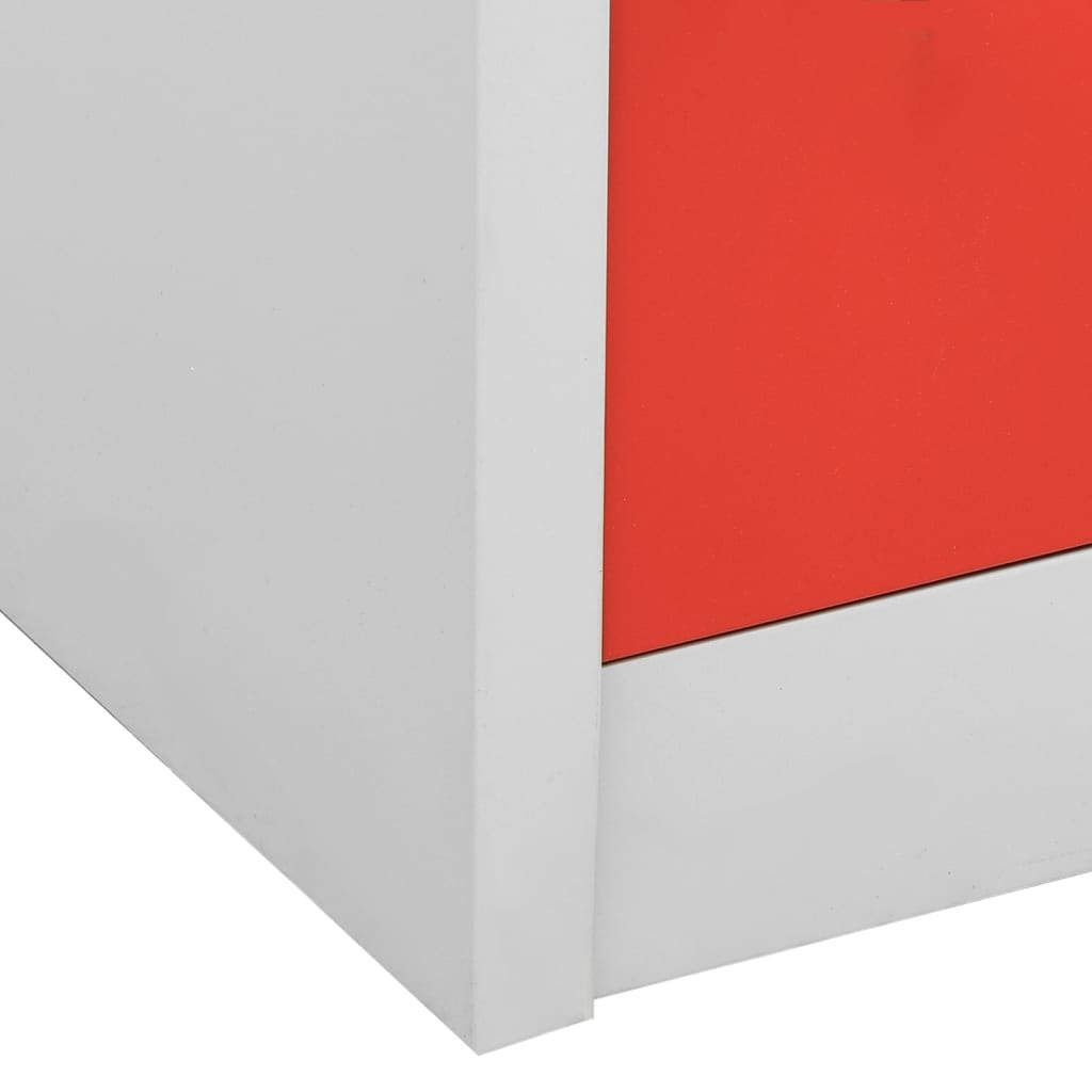 vidaXL Locker Cabinets 2 pcs Light Gray and Red 35.4"x17.7"x36.4" Steel-7