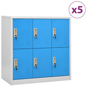 vidaXL Locker Cabinets 5 pcs Light Gray and Blue 35.4"x17.7"x36.4" Steel-0