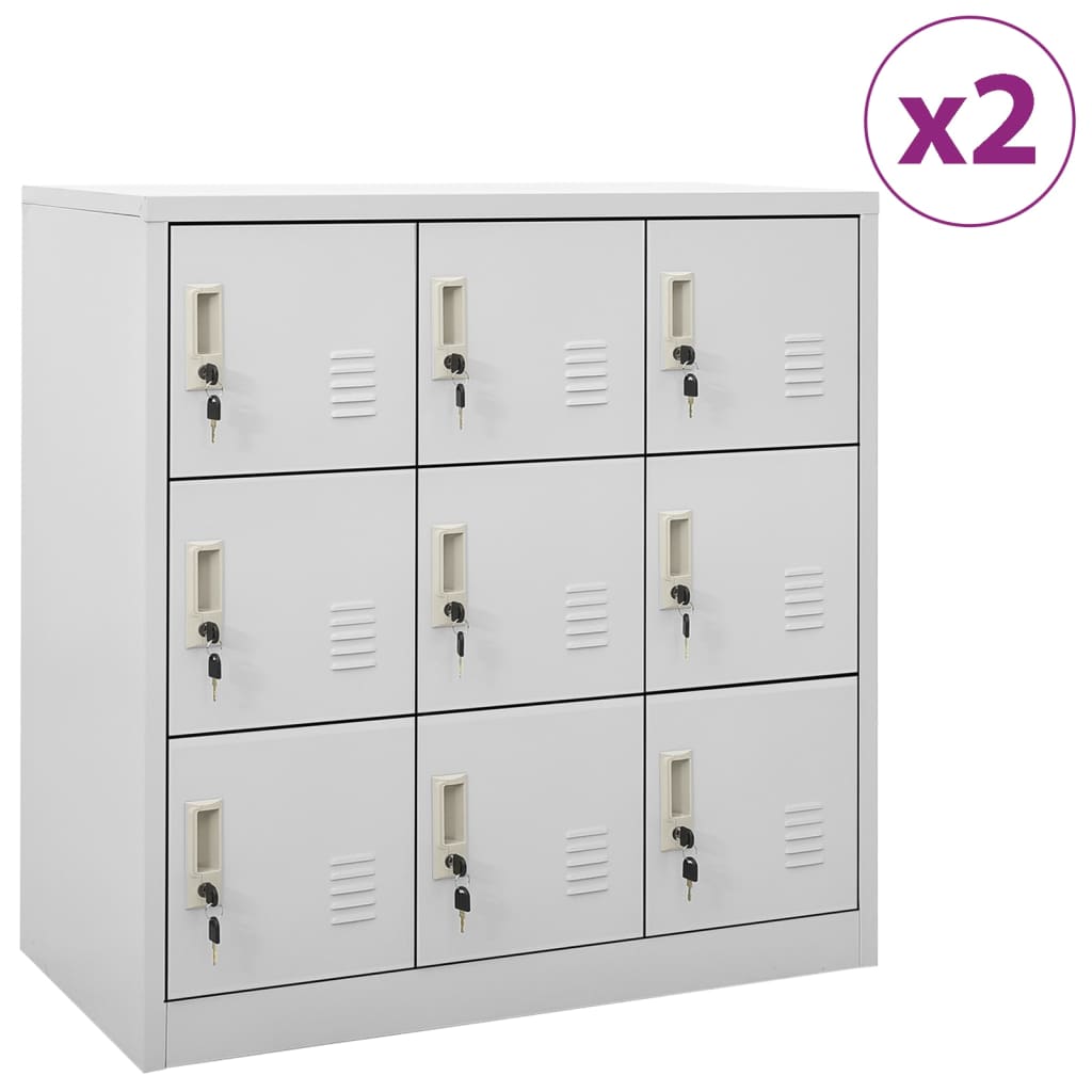 vidaXL Locker Cabinets 2 pcs Light Gray 35.4"x17.7"x36.4" Steel-0