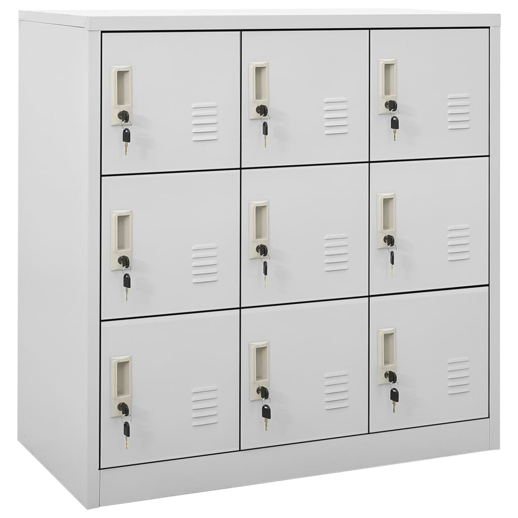 vidaXL Locker Cabinets 2 pcs Light Gray 35.4"x17.7"x36.4" Steel-2