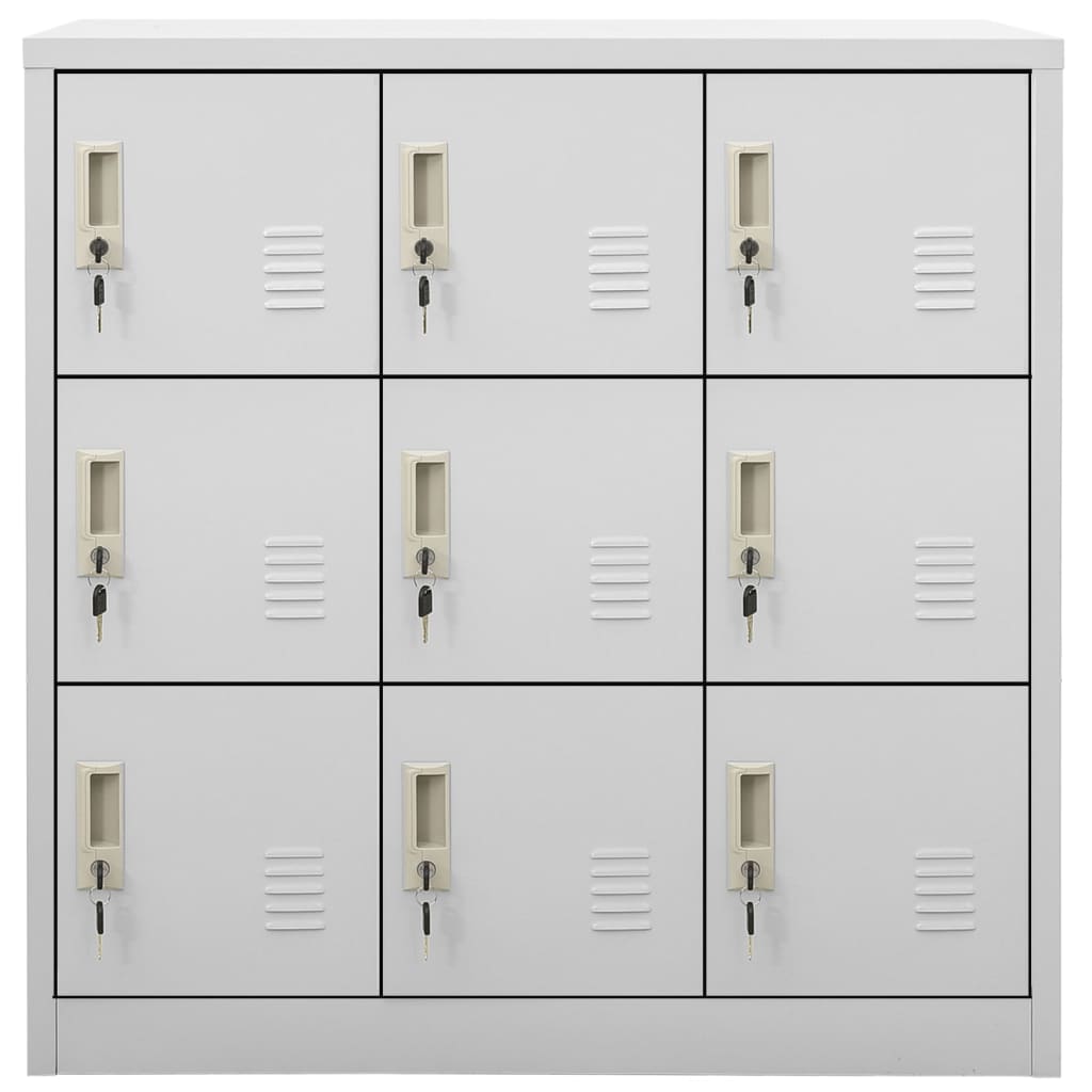 vidaXL Locker Cabinets 2 pcs Light Gray 35.4"x17.7"x36.4" Steel-3