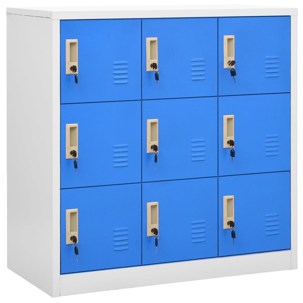 vidaXL Locker Cabinets 2 pcs Light Gray and Blue 35.4"x17.7"x36.4" Steel-2