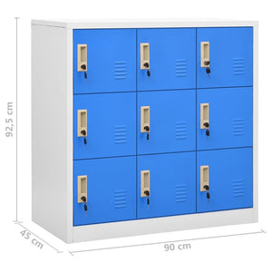 vidaXL Locker Cabinets 2 pcs Light Gray and Blue 35.4"x17.7"x36.4" Steel-8