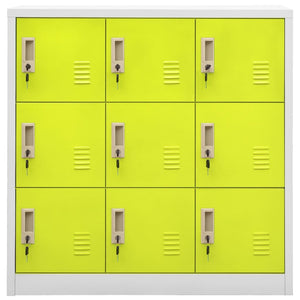 vidaXL Locker Cabinets 2 pcs Light Gray and Green 35.4"x17.7"x36.4" Steel-3