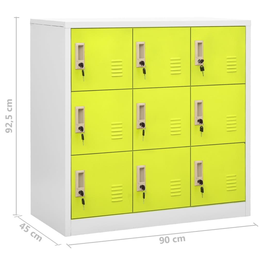 vidaXL Locker Cabinets 2 pcs Light Gray and Green 35.4"x17.7"x36.4" Steel-8