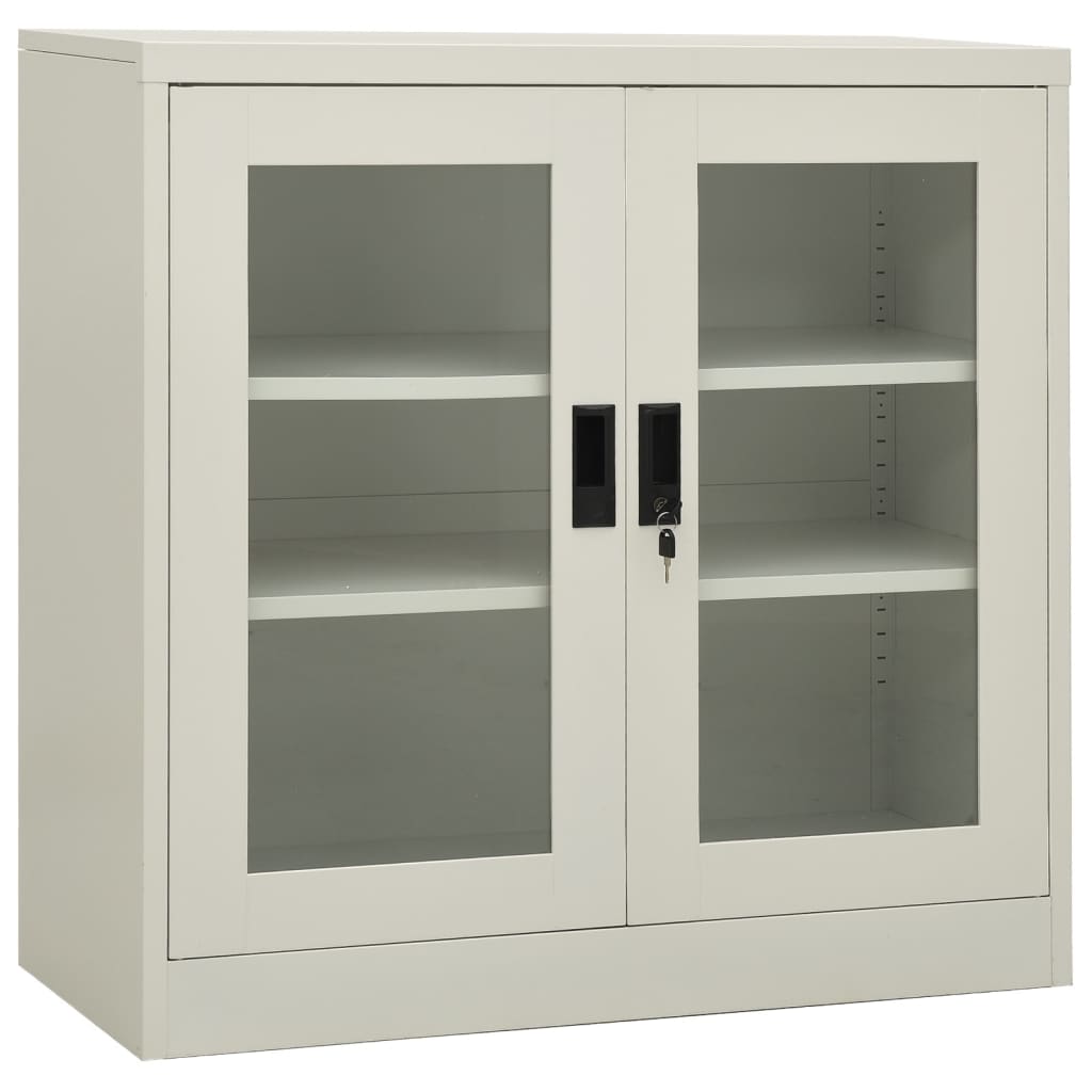 vidaXL Office Cabinet with Planter Box Light Gray 35.4"x15.7"x44.5" Steel-3