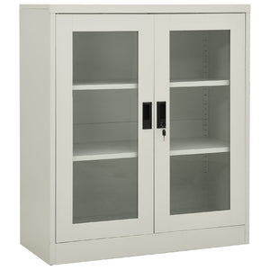 vidaXL Office Cabinet with Planter Box Light Gray 35.4"x15.7"x50.4" Steel-3