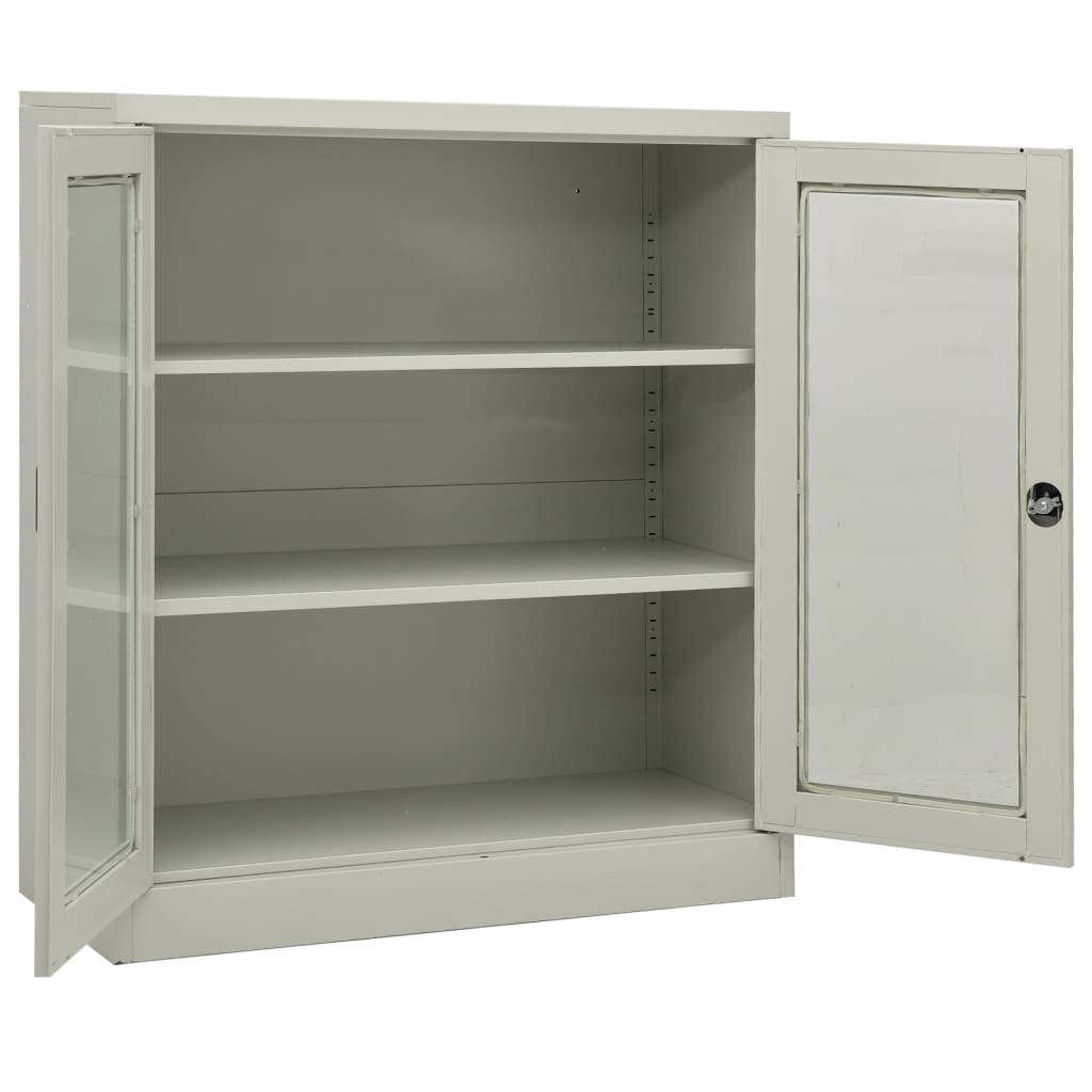 vidaXL Office Cabinet with Planter Box Light Gray 35.4"x15.7"x50.4" Steel-5