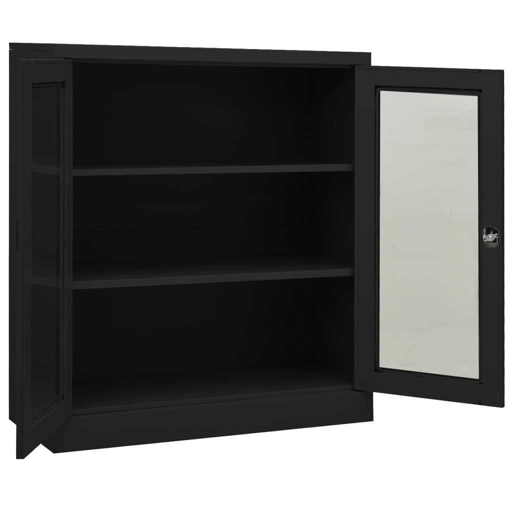 vidaXL Office Cabinet with Planter Box Anthracite 35.4"x15.7"x50.4" Steel-5