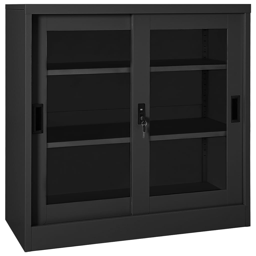 vidaXL Sliding Door Cabinet with Planter Box Anthracite Steel-7