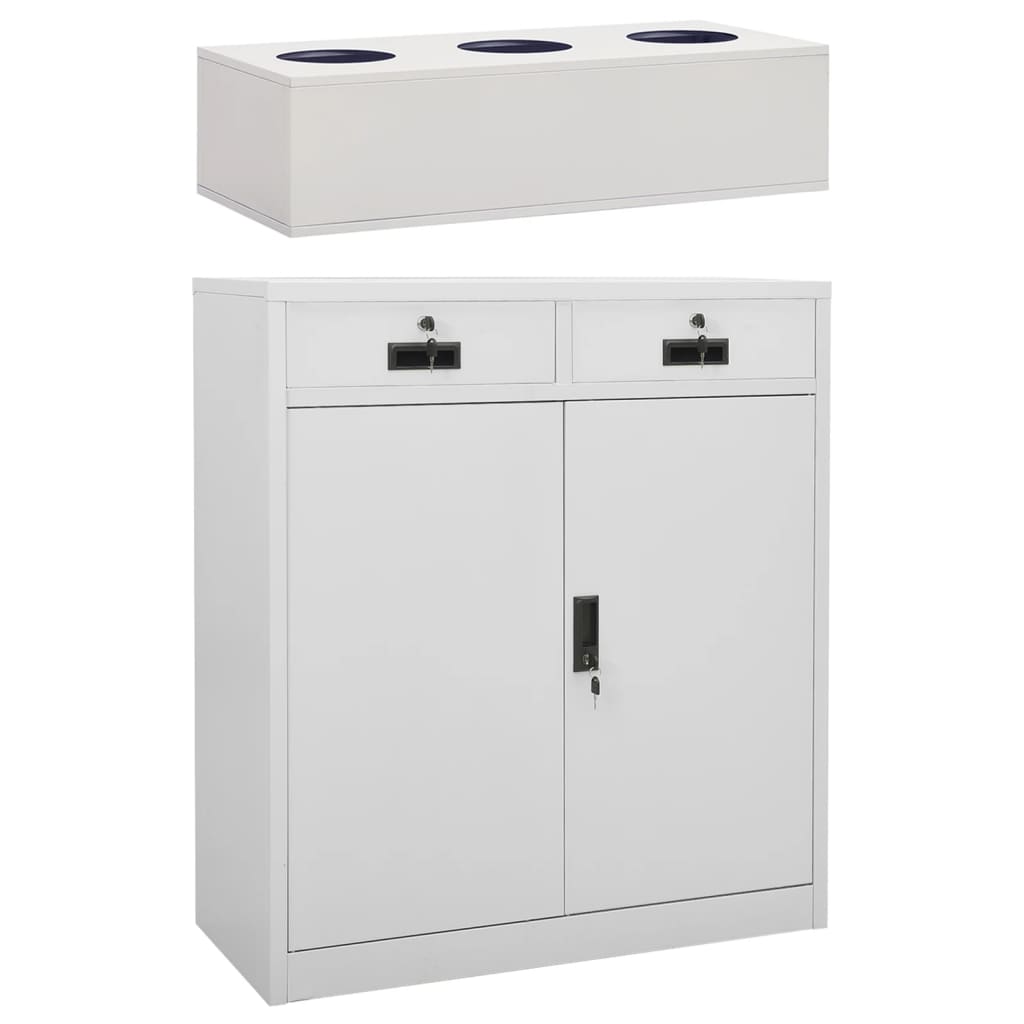 vidaXL Office Cabinet with Planter Box Light Gray 35.4"x15.7"x49.2" Steel-0