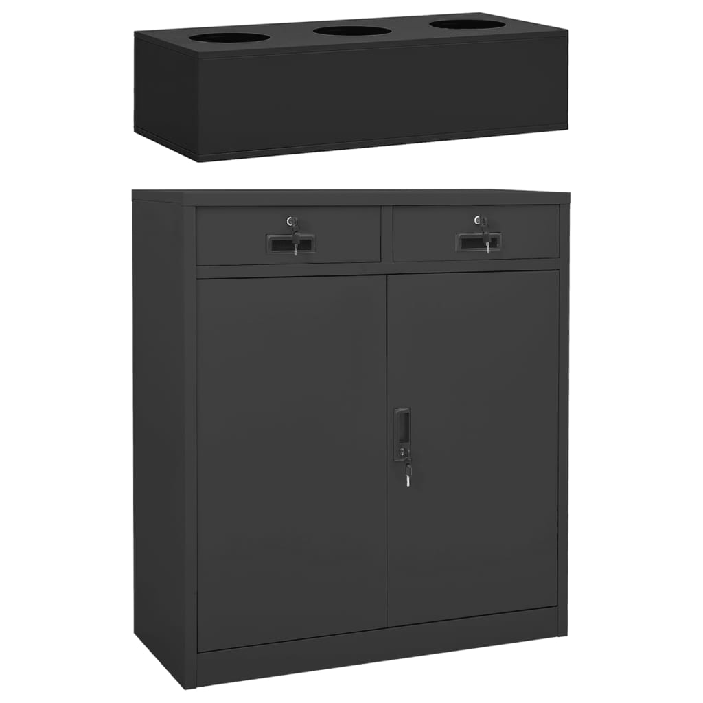 vidaXL Office Cabinet with Planter Box Anthracite 35.4"x15.7"x49.2" Steel-1