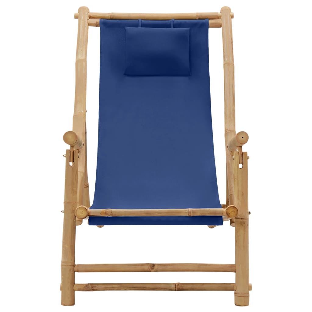 vidaXL Patio Deck Chair Sling Chair for Balcony Deck Porch Bamboo and Canvas-7