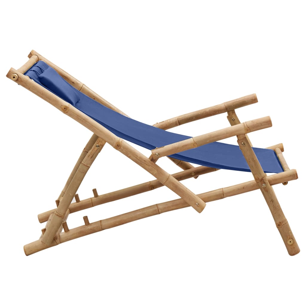 vidaXL Patio Deck Chair Sling Chair for Balcony Deck Porch Bamboo and Canvas-15