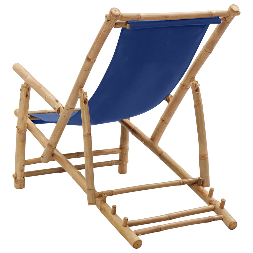 vidaXL Patio Deck Chair Sling Chair for Balcony Deck Porch Bamboo and Canvas-19