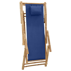 vidaXL Patio Deck Chair Sling Chair for Balcony Deck Porch Bamboo and Canvas-23