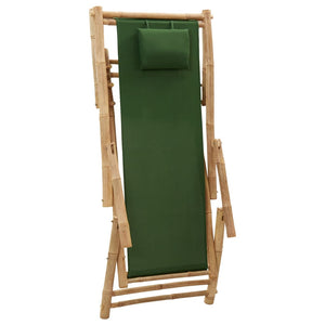 vidaXL Patio Deck Chair Sling Chair for Balcony Deck Porch Bamboo and Canvas-18