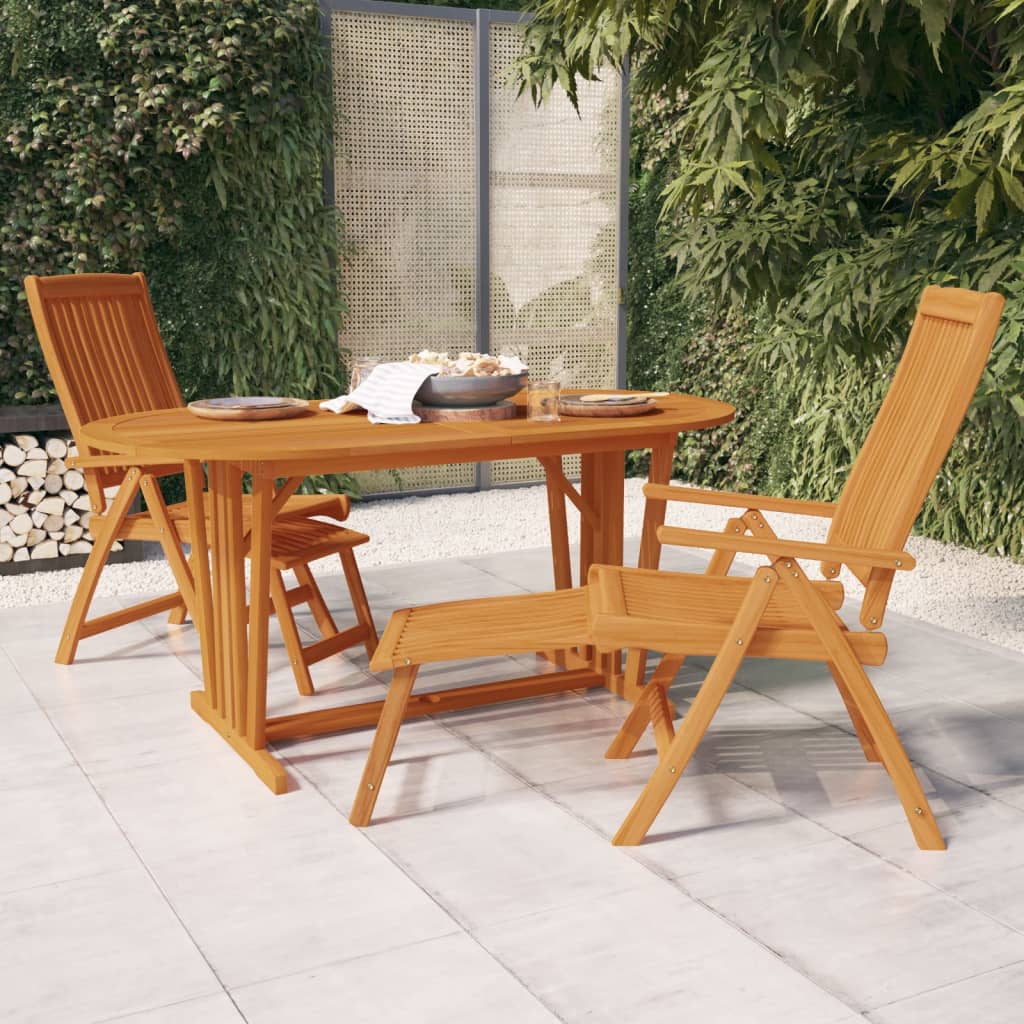 vidaXL Patio Table 63"x33.5"x29.5" Solid Wood Eucalyptus-0