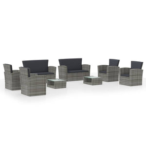 vidaXL Patio Lounge Set Sectional Sofa Set 4 Piece with Cushions Poly Rattan-23