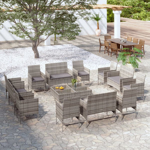 vidaXL Patio Lounge Set Outdoor Sectional Sofa Set Garden Loveseat Poly Rattan-7