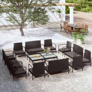 vidaXL Patio Lounge Set Outdoor Sectional Sofa Set Garden Loveseat Poly Rattan-49