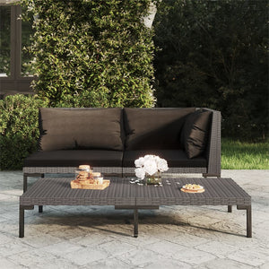 vidaXL Patio Coffee Table Dark Gray Half Round Poly Rattan-1