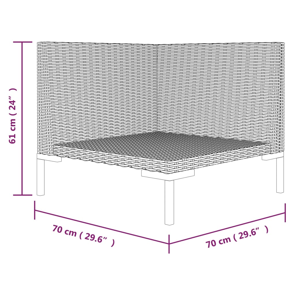 vidaXL Patio Sofa with Cushions Half Round Poly Rattan-1