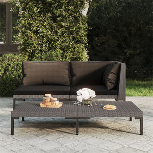 vidaXL Patio Sofa with Cushions Half Round Poly Rattan-0