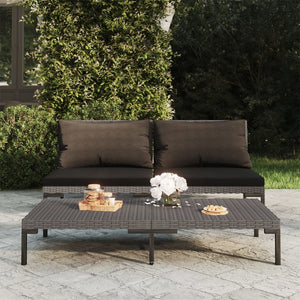 vidaXL Patio Sofas 2pcs with Cushions Half Round Poly Rattan-1