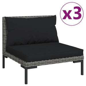 vidaXL Patio Sofas 3pcs with Cushions Half Round Poly Rattan-2